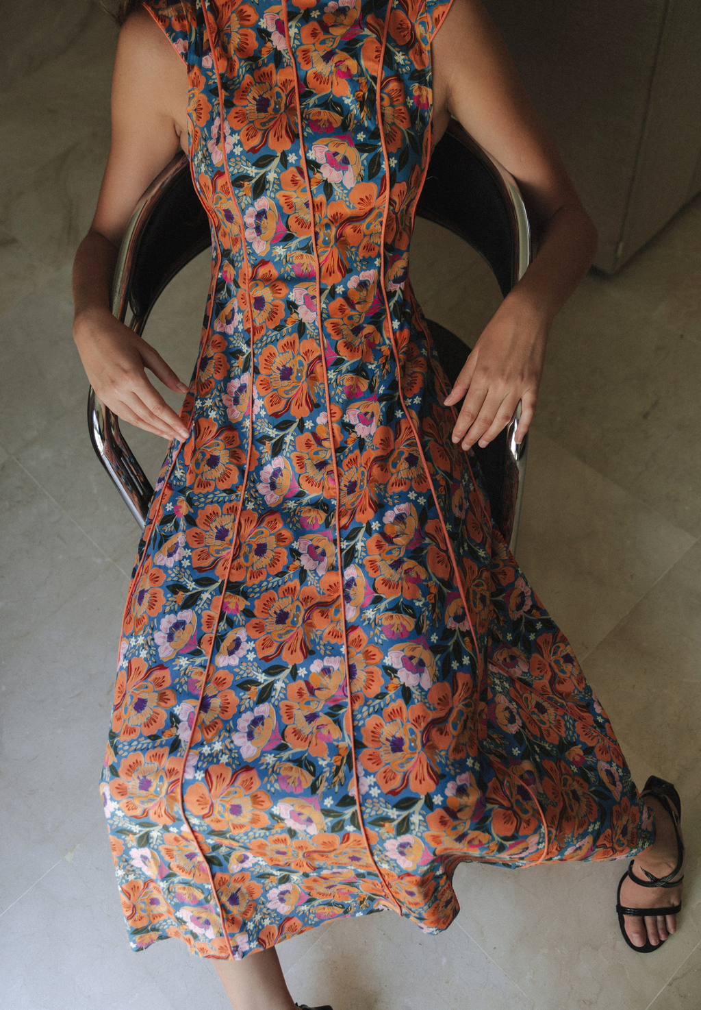 Vestido midi salmón Folk