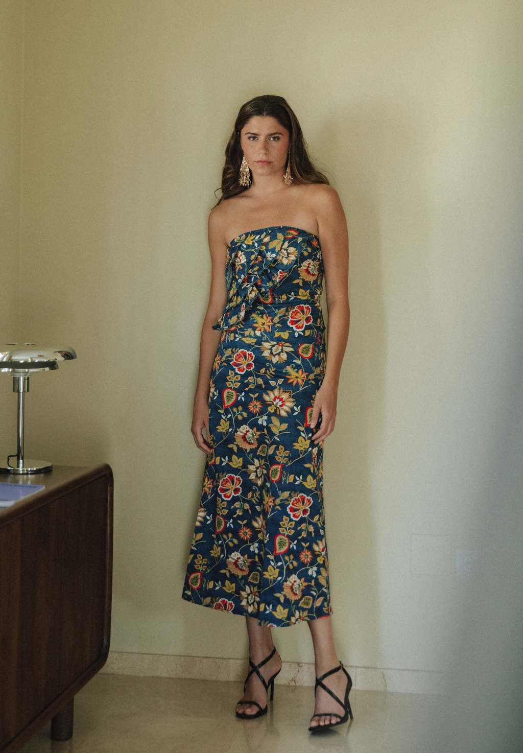 Falda midi azul Juno