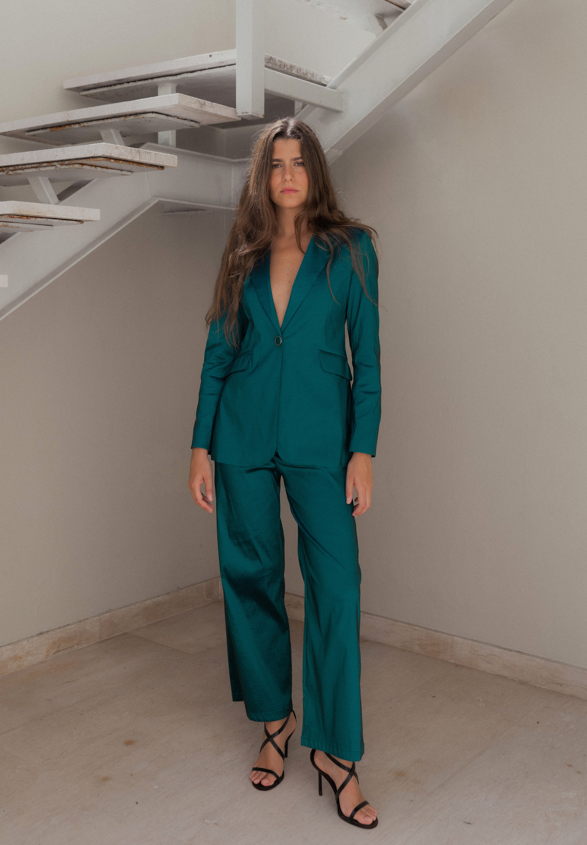 Pantalón verde metalizado Ylven