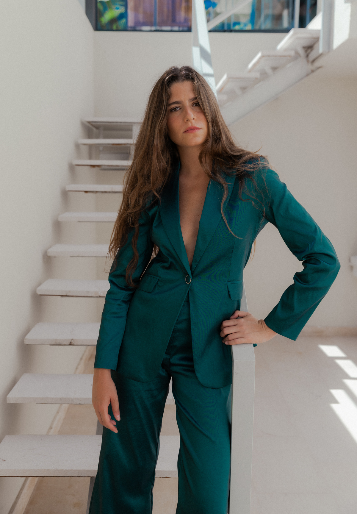 Pantalón verde metalizado Ylven