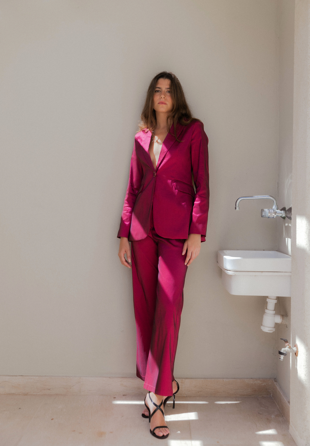 Pantalón rosa metalizado Ylven