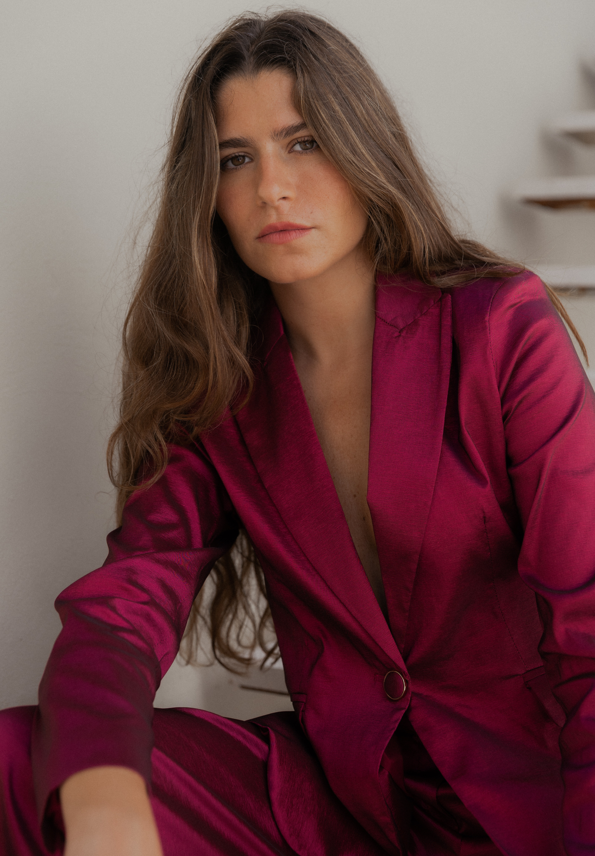 Blazer rosa metalizado Ylven